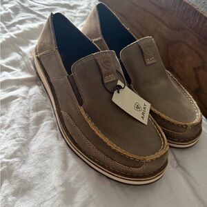 Ariat Men's Tan Leather Slip-On Loafers